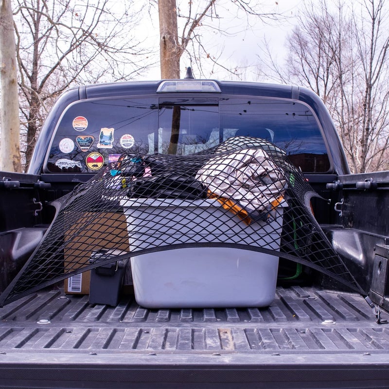 SENYAZON Highly Elastic Cargo Net  Simple Truck Bed Cargo Mesh Organizer  Suitable for Daily Light Loads of Trucks  4'x4' Stretches to 7'x7' (Single Layer) - Image 4